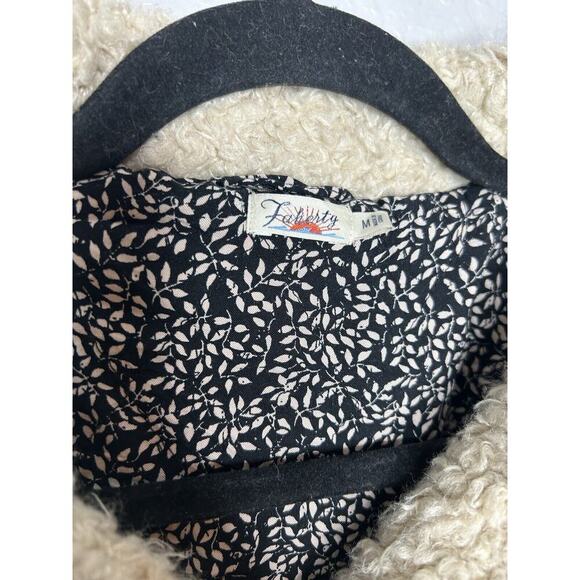 Faherty Timber Ridge Sherpa Fleece Beige Teddy Bear Style Button Jacket Medium - Picture 6 of 10